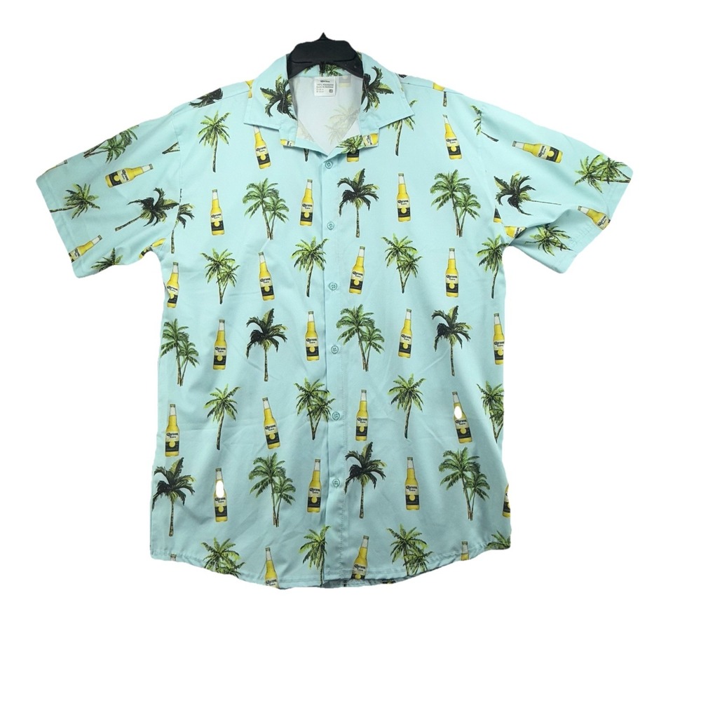 Men's Hawaiian shirt‎ Corona Beer size L  button up short sleeve